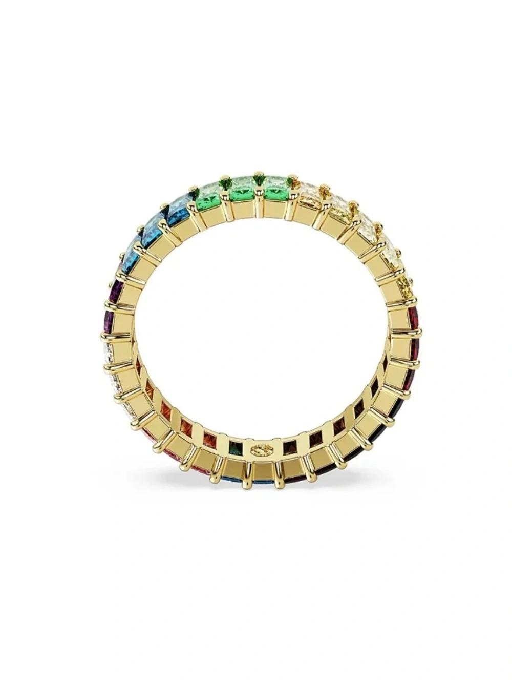 Swarovski Multicolored Baguette Cut Gold-Tone Plated Matrix Ring size 6.5